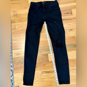 True Religion Jennie Curvy Midi Skinny Distressed black jeans size 26